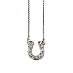 Sterling Silver 925 CZ Horseshoe Necklace 16”